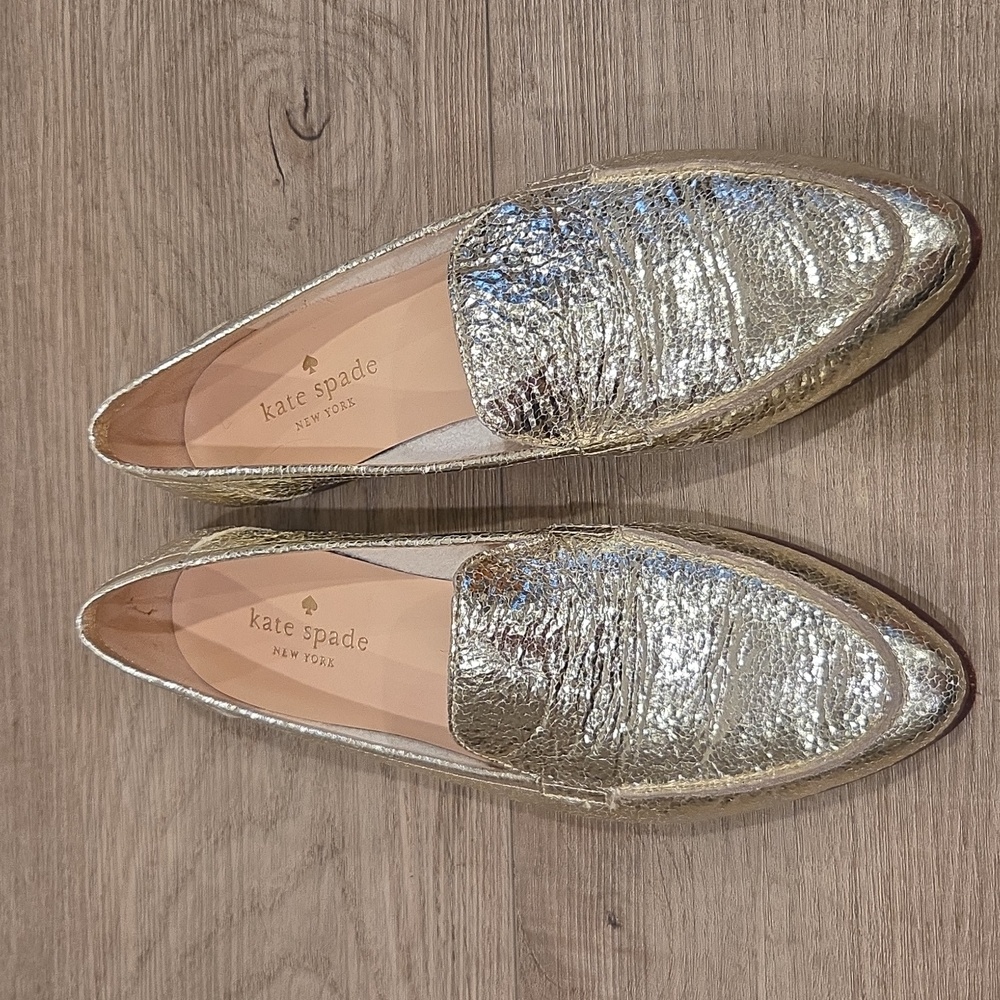 Kate Spade Metallic Gold Loafers - Picture 2 of 4